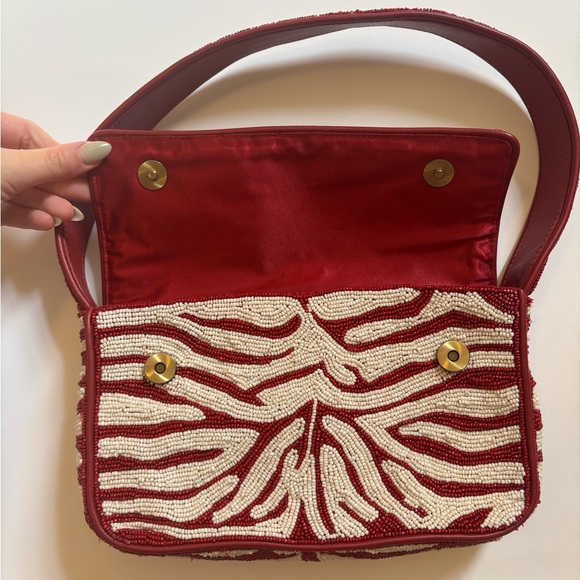 STAUD Tommy Beaded Bag Scarlet White - Picture 3 of 6